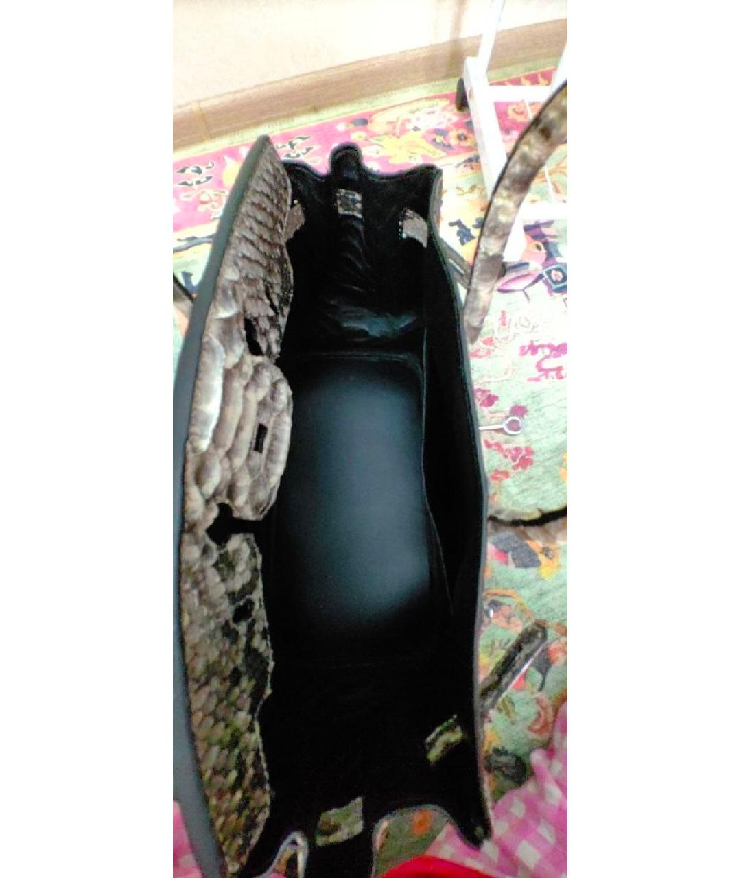 HERMES Антрацитовая сумка с короткими ручками из экзотической кожи, фото 5