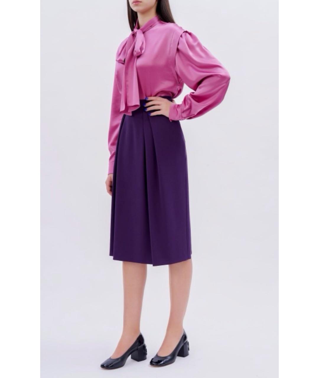 ALBERTA FERRETTI Фиолетовая полиэстеровая юбка миди, фото 2