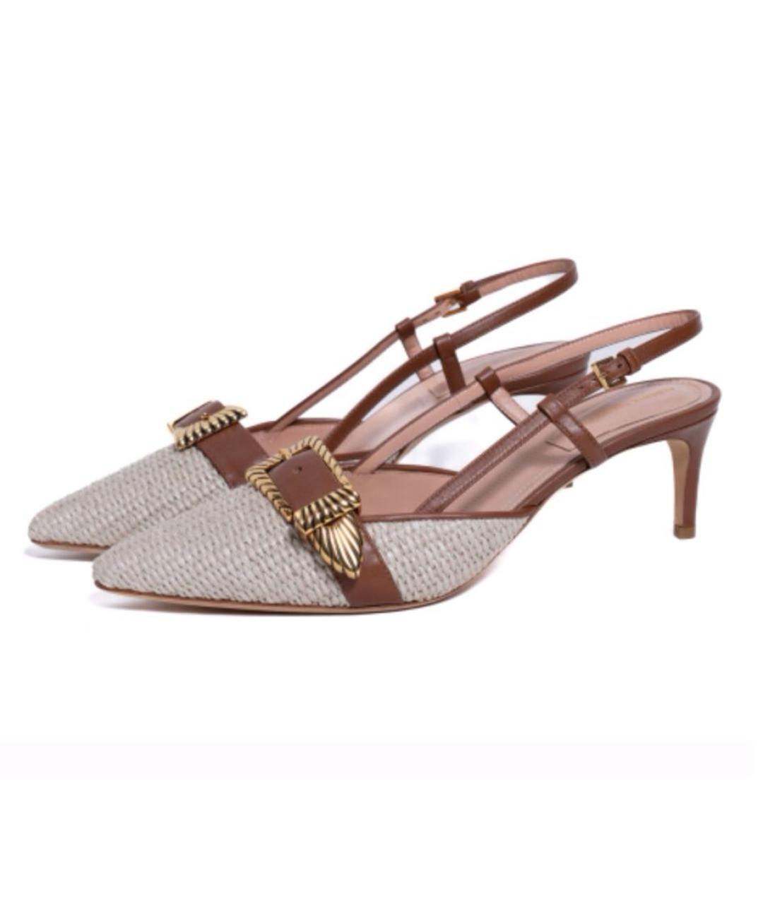 ALBERTA FERRETTI Коричневые кожаные босоножки, фото 2