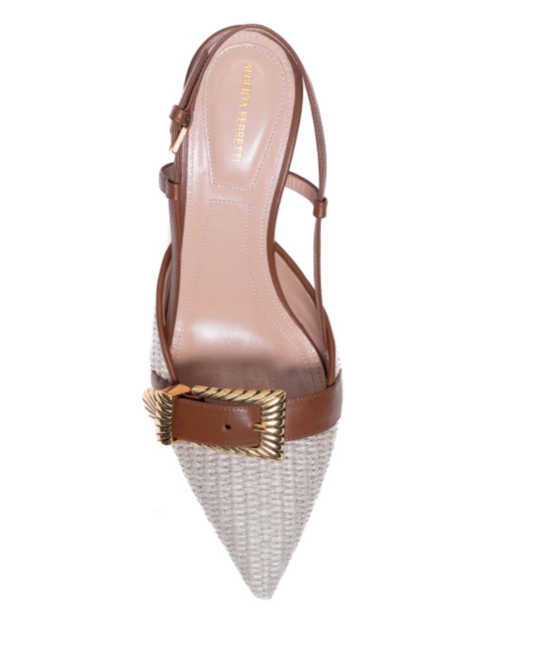 ALBERTA FERRETTI Коричневые кожаные босоножки, фото 4