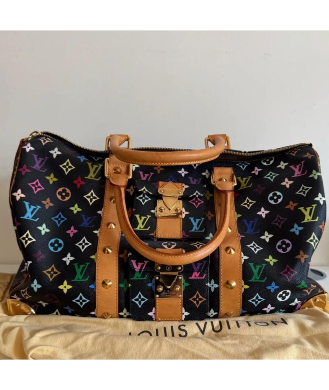 LOUIS VUITTON Черная кожаная дорожная/спортивная сумка, фото 2