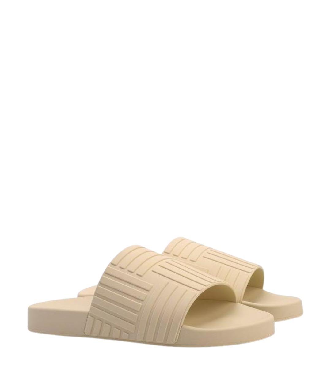 BOTTEGA VENETA Бежевые резиновые шлепанцы, фото 1