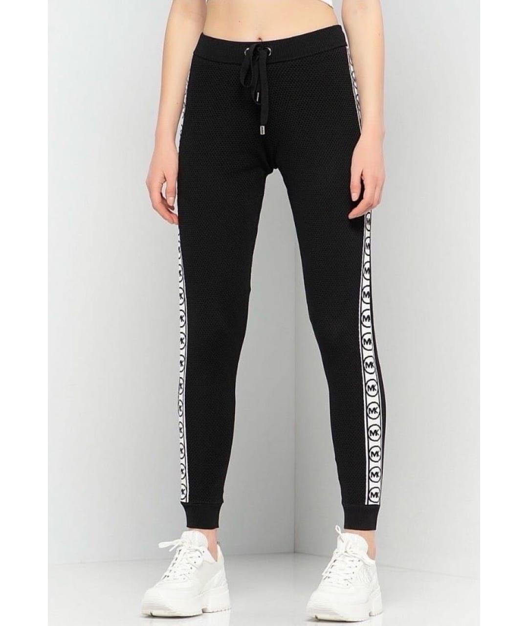 MICHAEL KORS Черные вискозные спортивные брюки и шорты, фото 6