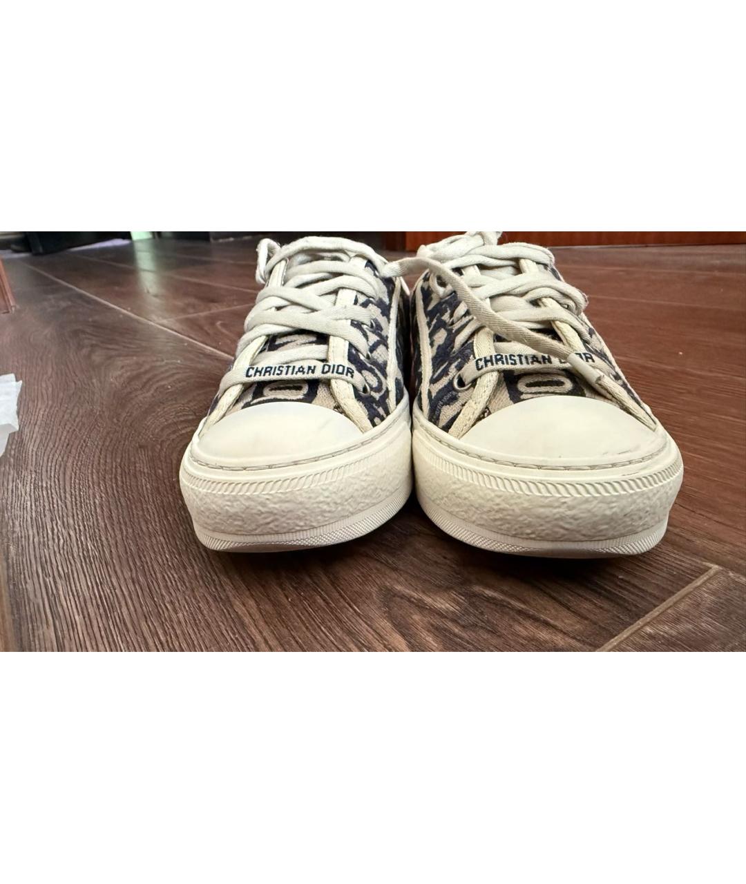 CHRISTIAN DIOR Бежевые текстильные кеды, фото 4