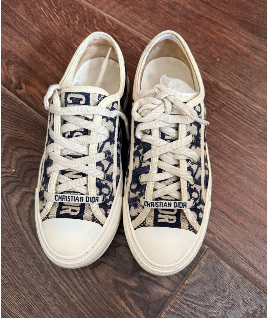 CHRISTIAN DIOR Бежевые текстильные кеды, фото 2