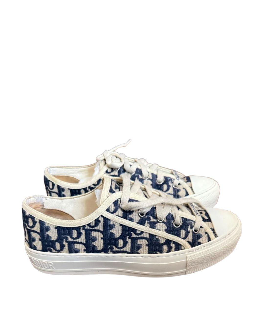 CHRISTIAN DIOR Бежевые текстильные кеды, фото 1