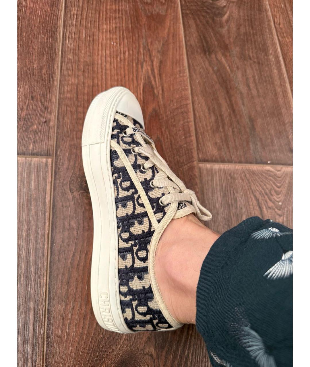 CHRISTIAN DIOR Бежевые текстильные кеды, фото 6