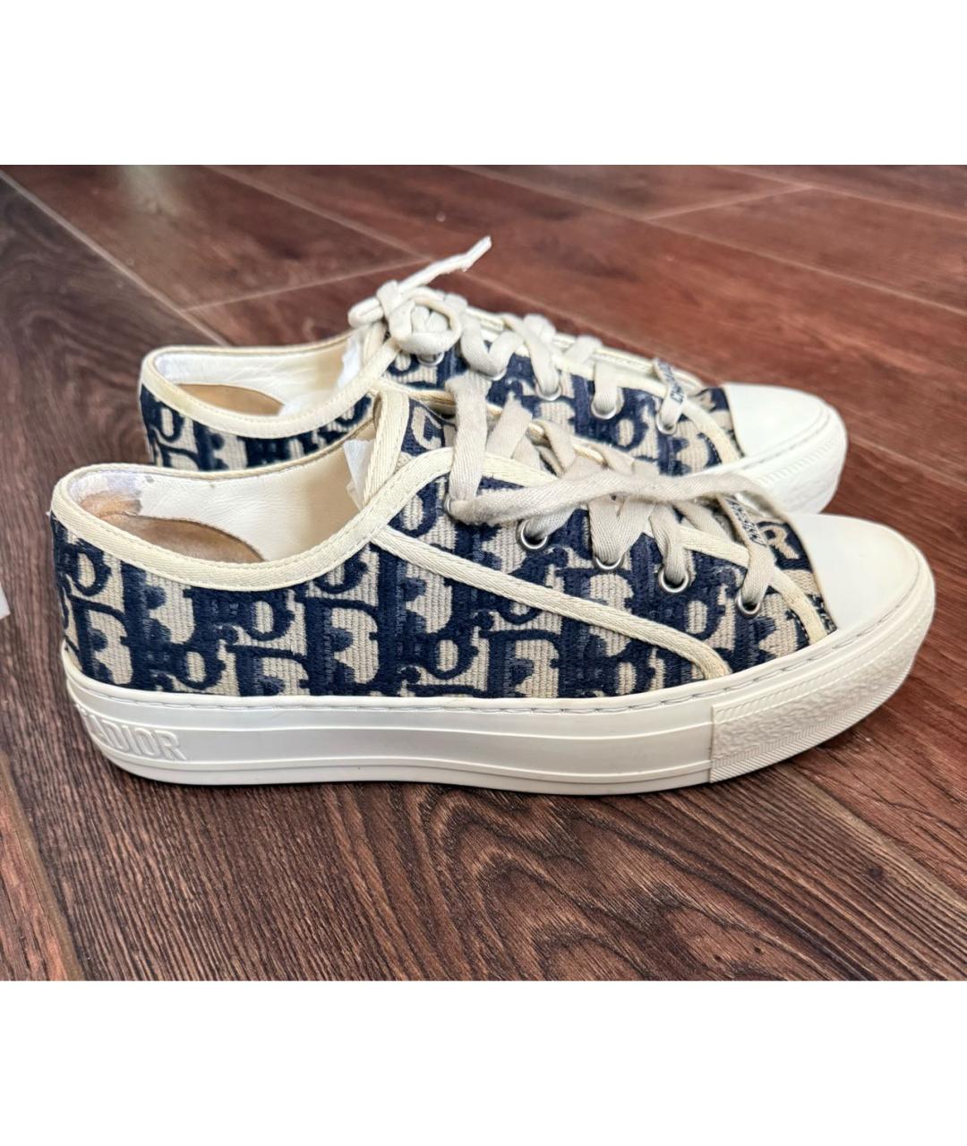 CHRISTIAN DIOR Бежевые текстильные кеды, фото 8