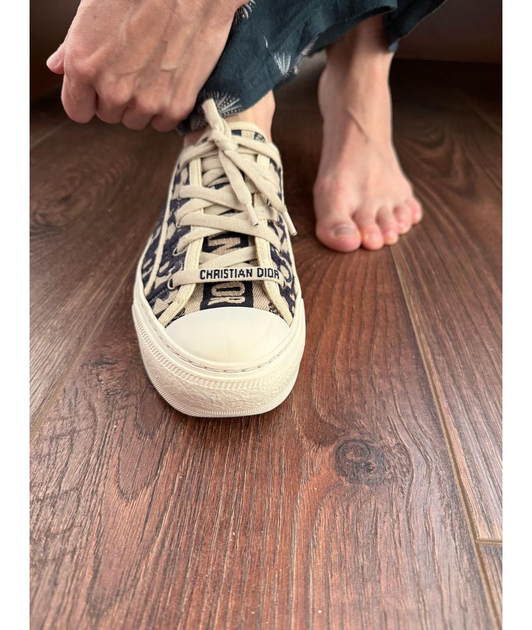 CHRISTIAN DIOR Бежевые текстильные кеды, фото 5