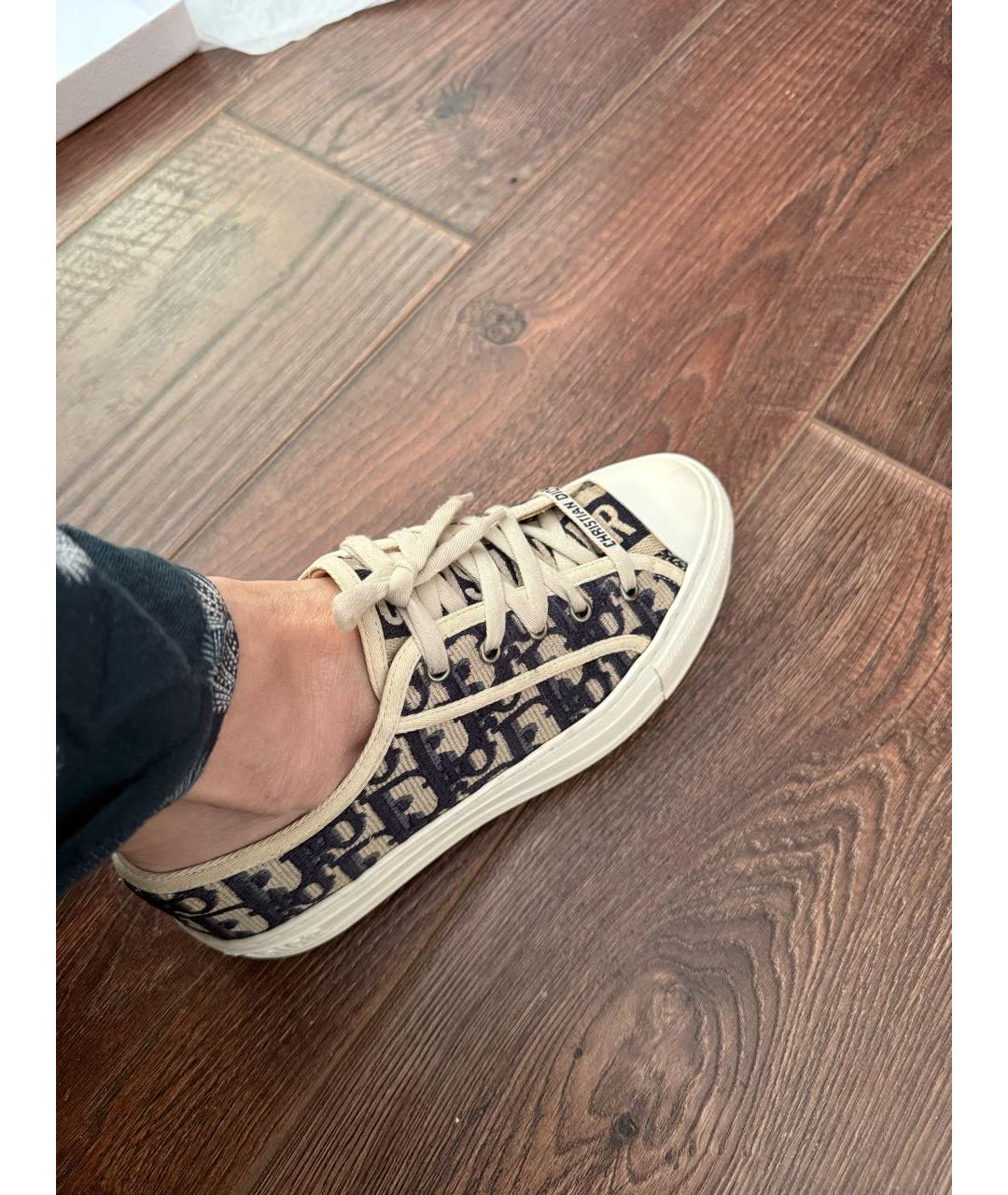 CHRISTIAN DIOR Бежевые текстильные кеды, фото 7