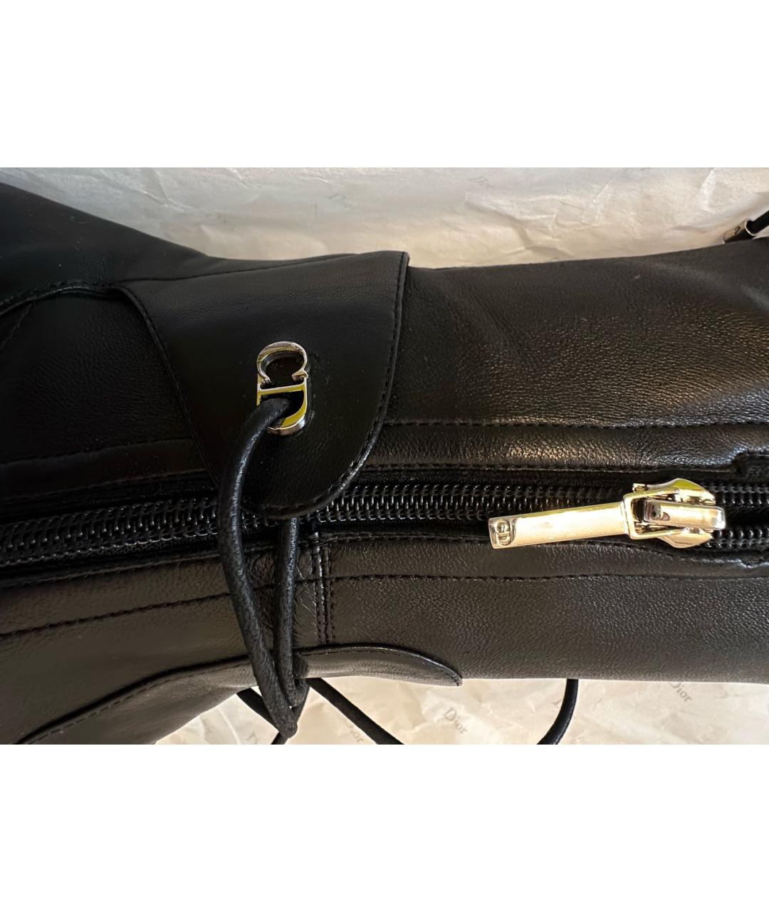 CHRISTIAN DIOR Черные кожаные ботфорты, фото 2