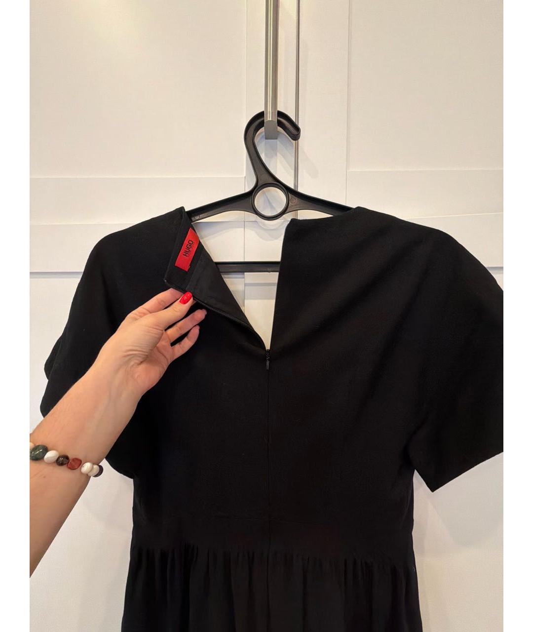 HUGO BOSS Черное шерстяное повседневное платье, фото 3