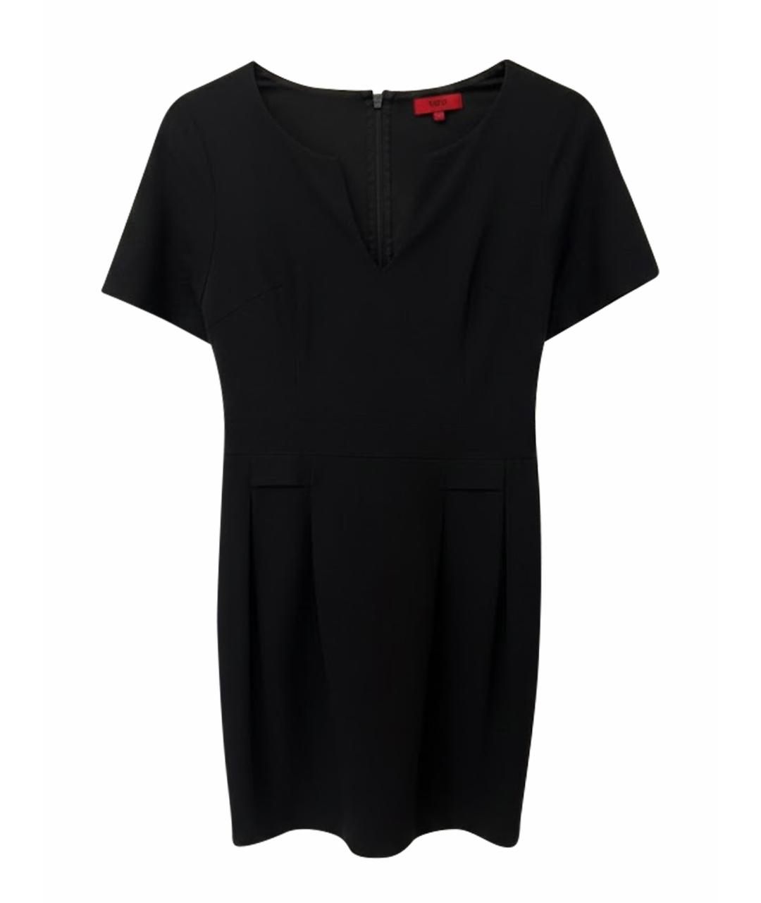 HUGO BOSS Черное шерстяное повседневное платье, фото 1