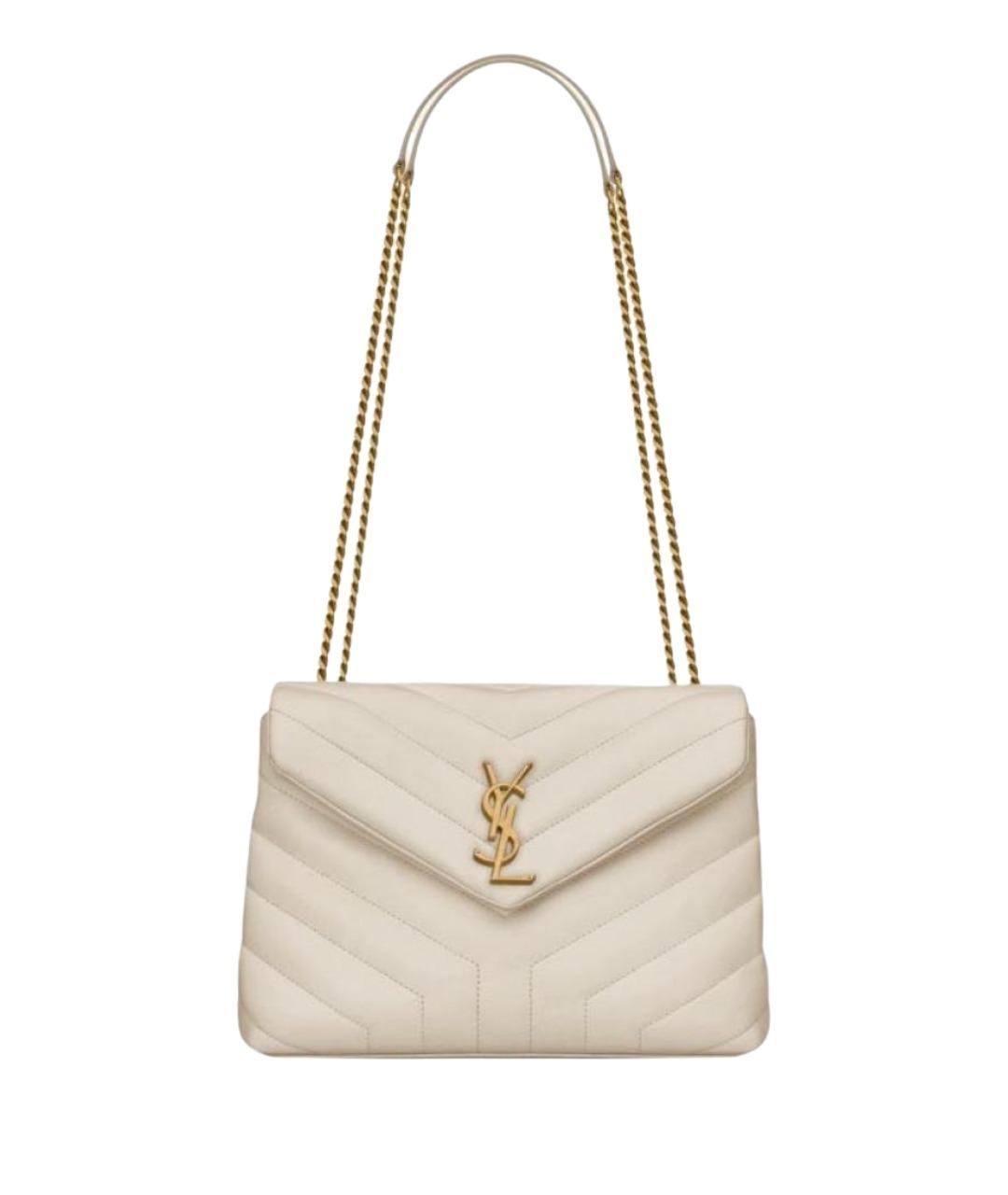 SAINT LAURENT Белая кожаная сумка через плечо, фото 1