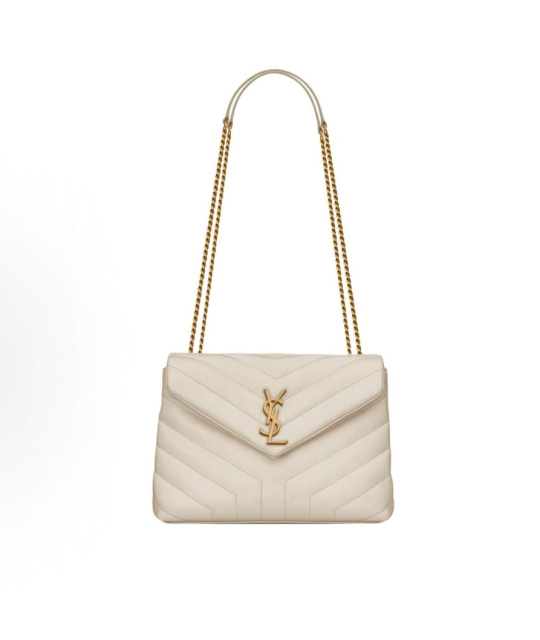 SAINT LAURENT Белая кожаная сумка через плечо, фото 3
