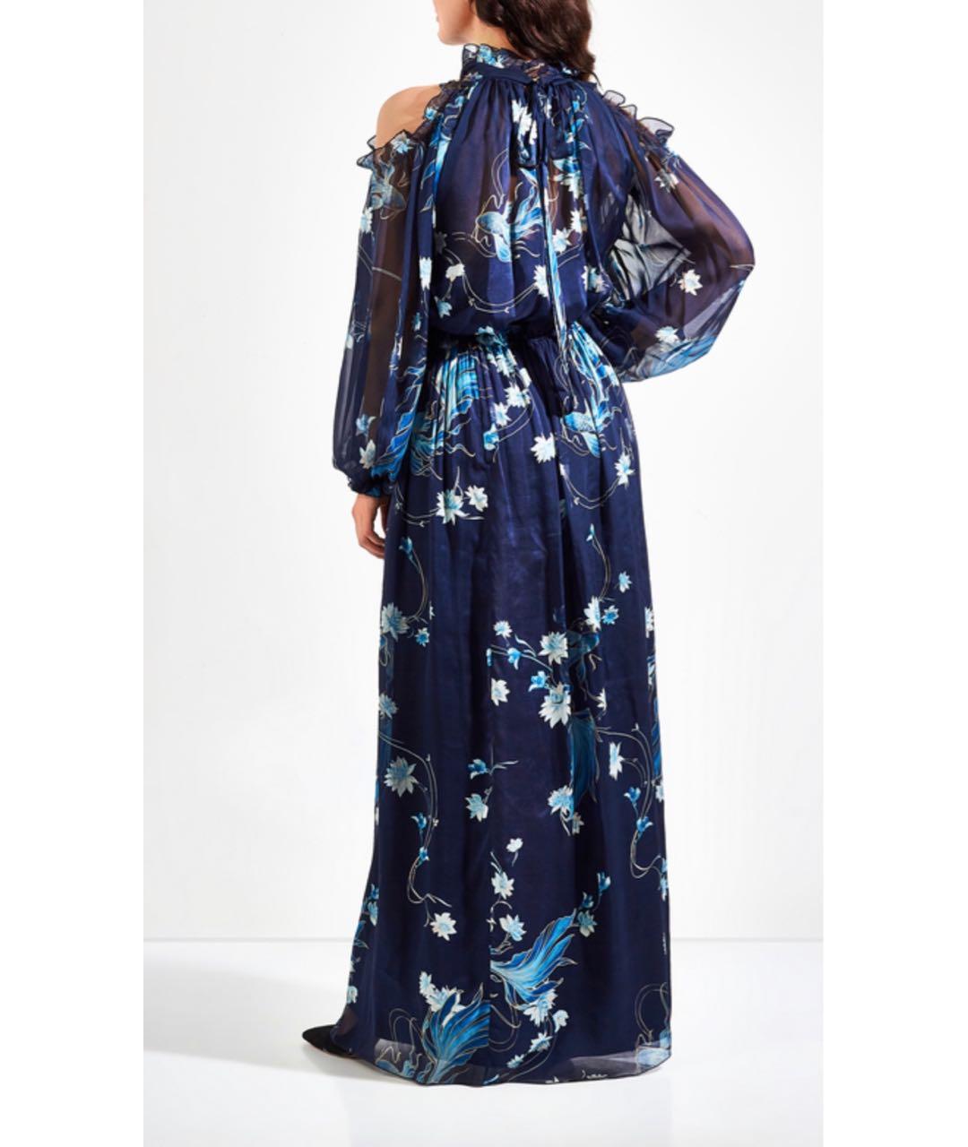 ALBERTA FERRETTI Темно-синее шелковое вечернее платье, фото 2