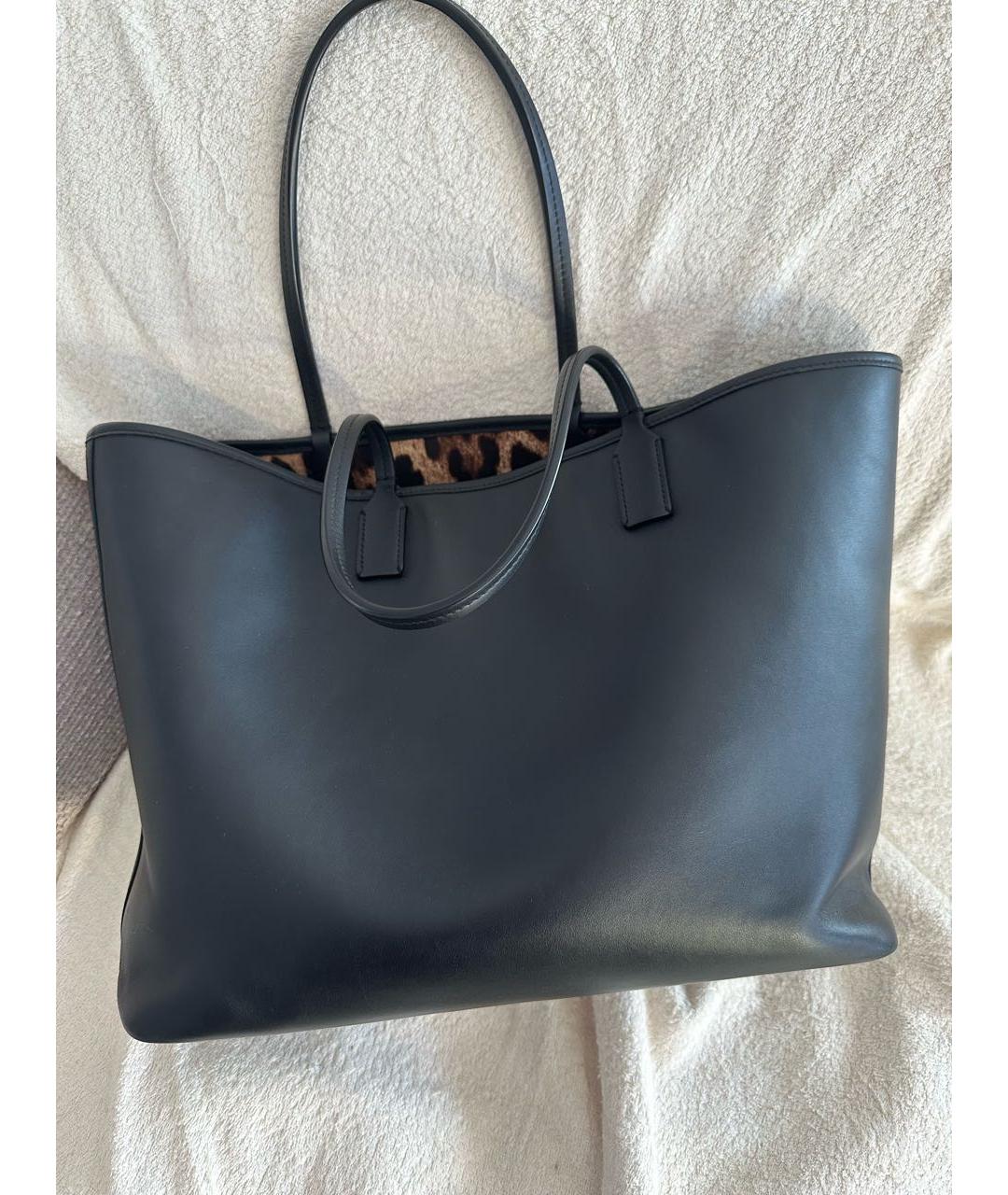 DOLCE&GABBANA Черная кожаная сумка тоут, фото 2