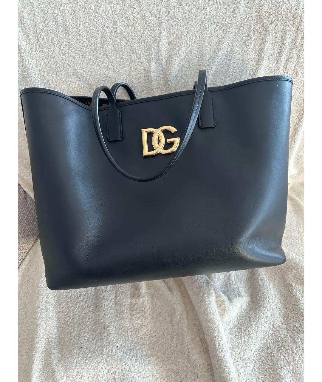 DOLCE&GABBANA Черная кожаная сумка тоут, фото 3