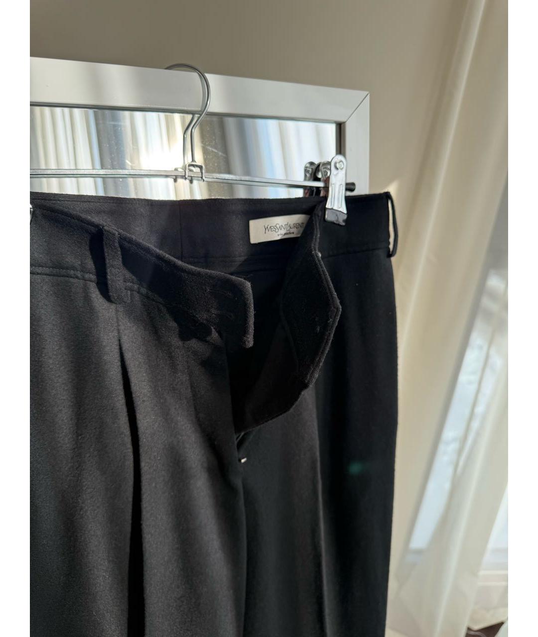 SAINT LAURENT Черные шерстяные брюки широкие, фото 3