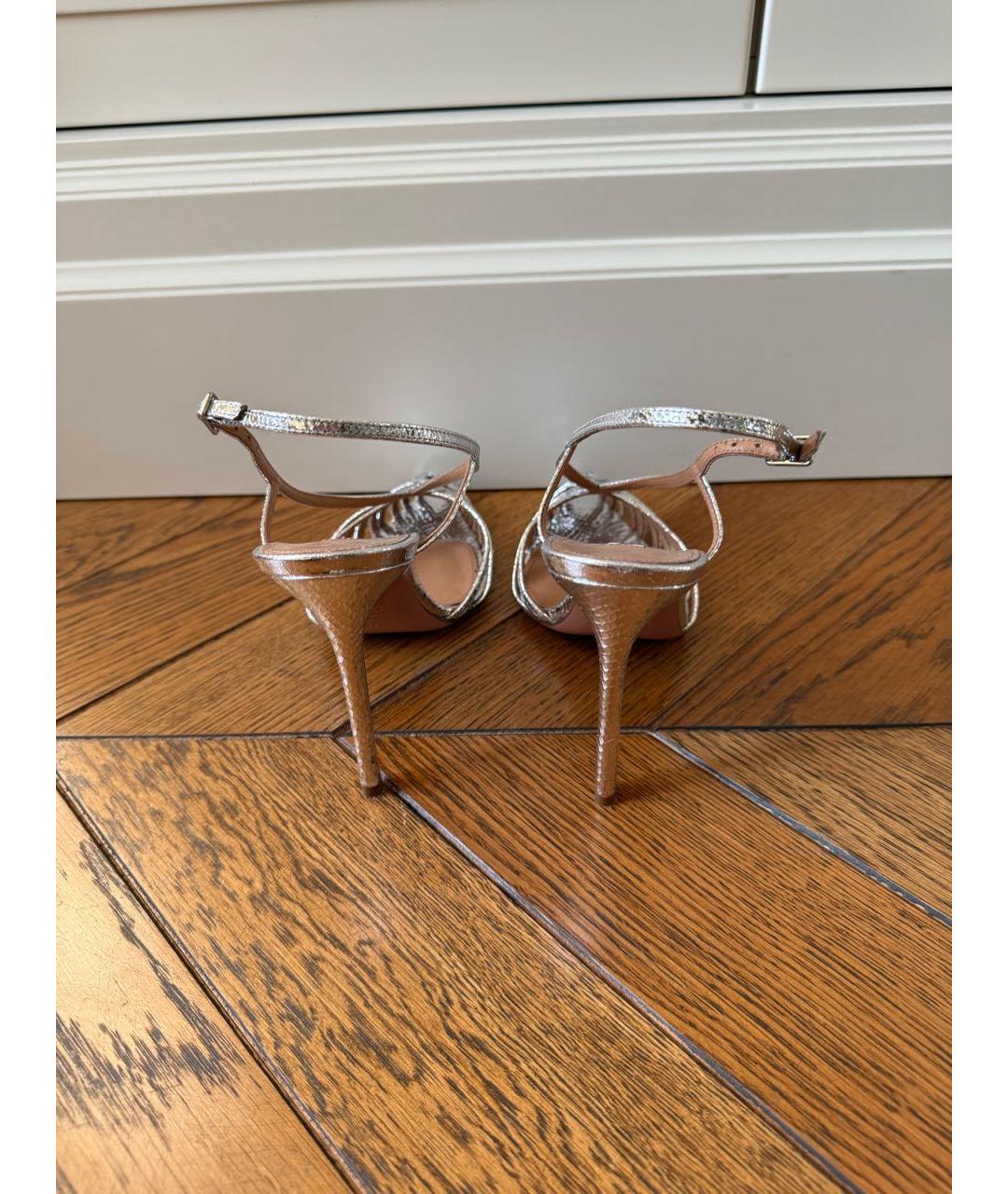 AQUAZZURA Серебряные кожаные туфли, фото 3