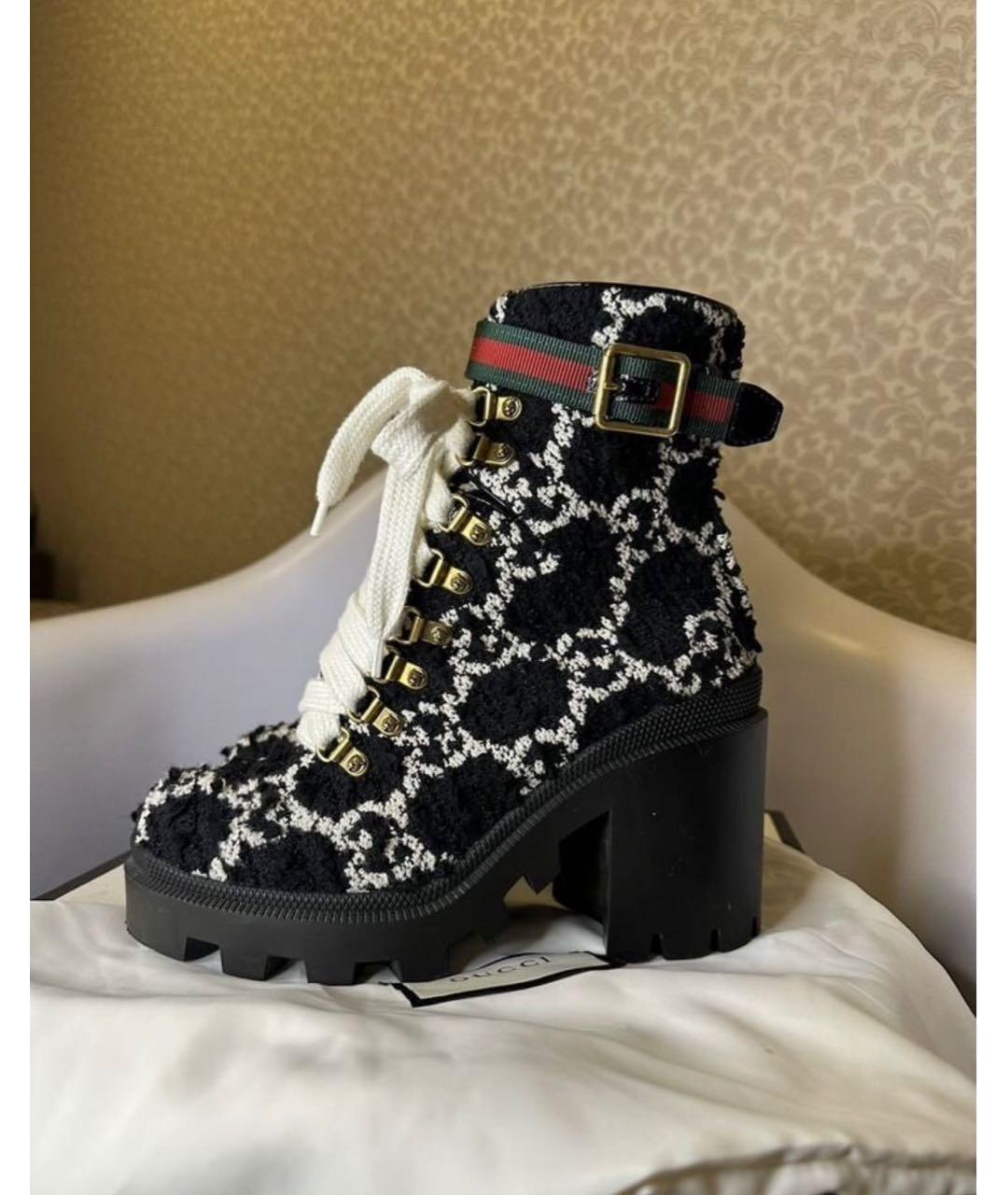 GUCCI Черные текстильные ботинки, фото 9