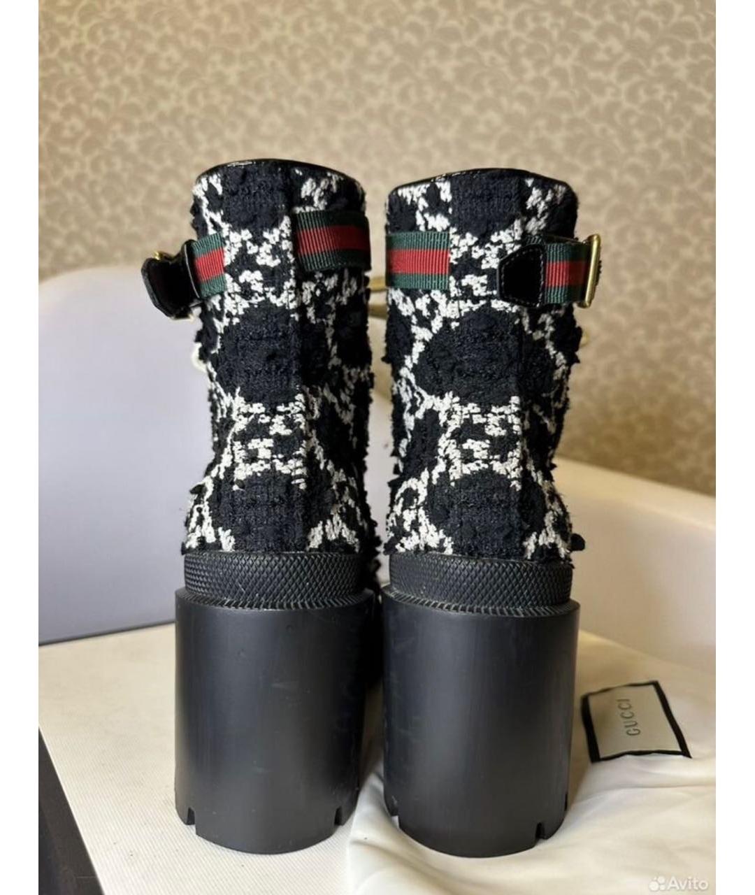 GUCCI Черные текстильные ботинки, фото 4