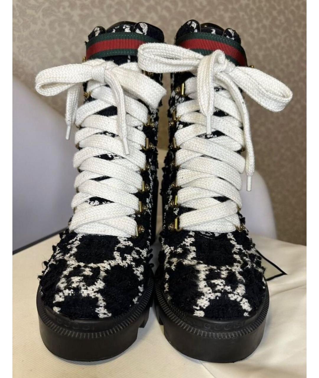 GUCCI Черные текстильные ботинки, фото 2