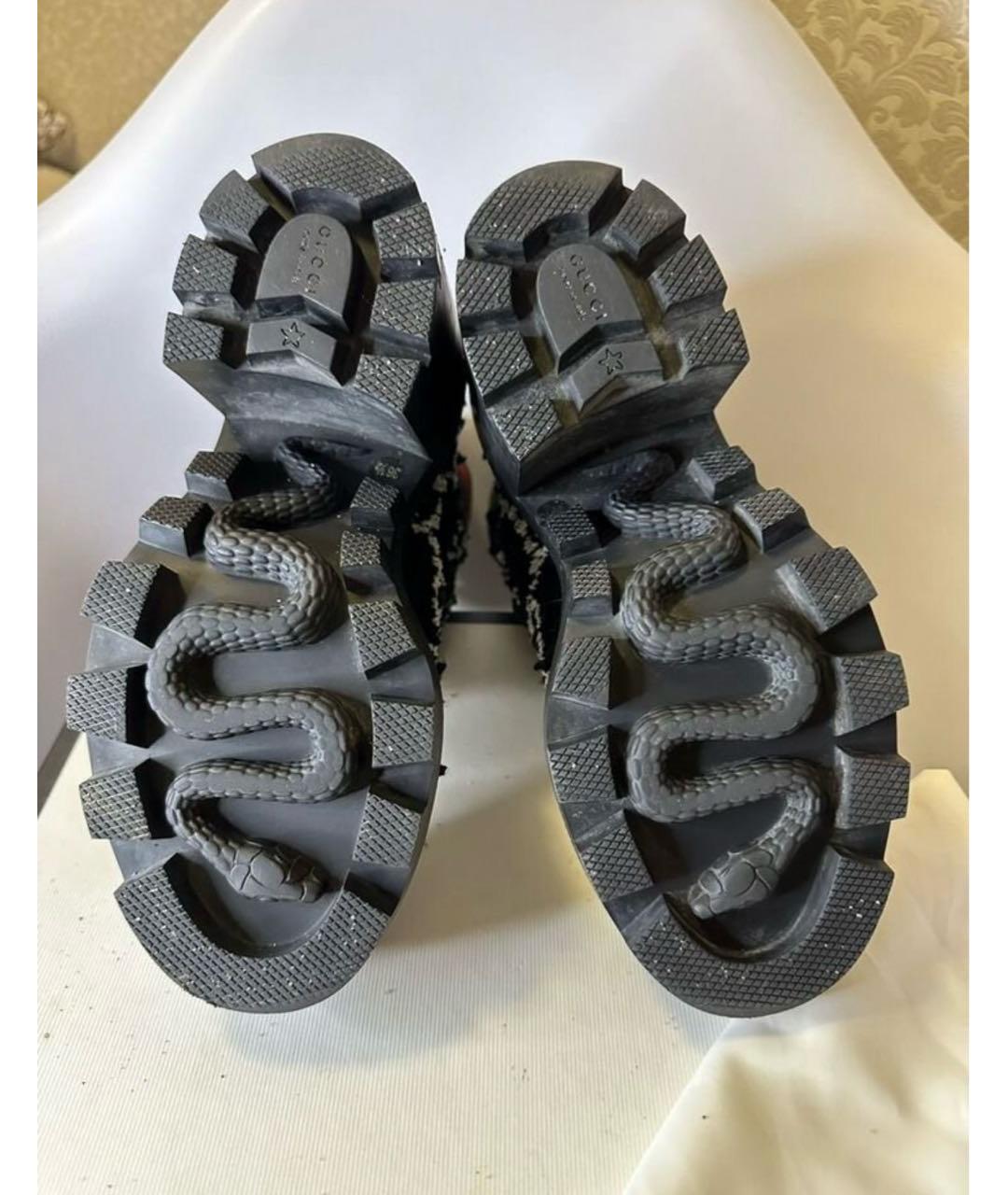 GUCCI Черные текстильные ботинки, фото 6