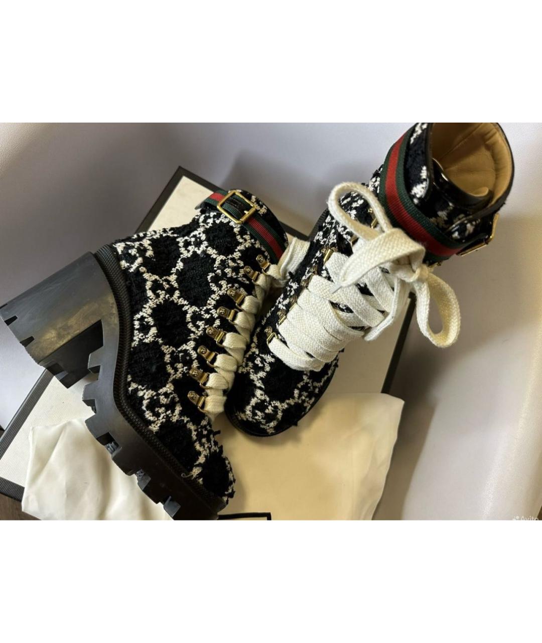 GUCCI Черные текстильные ботинки, фото 7