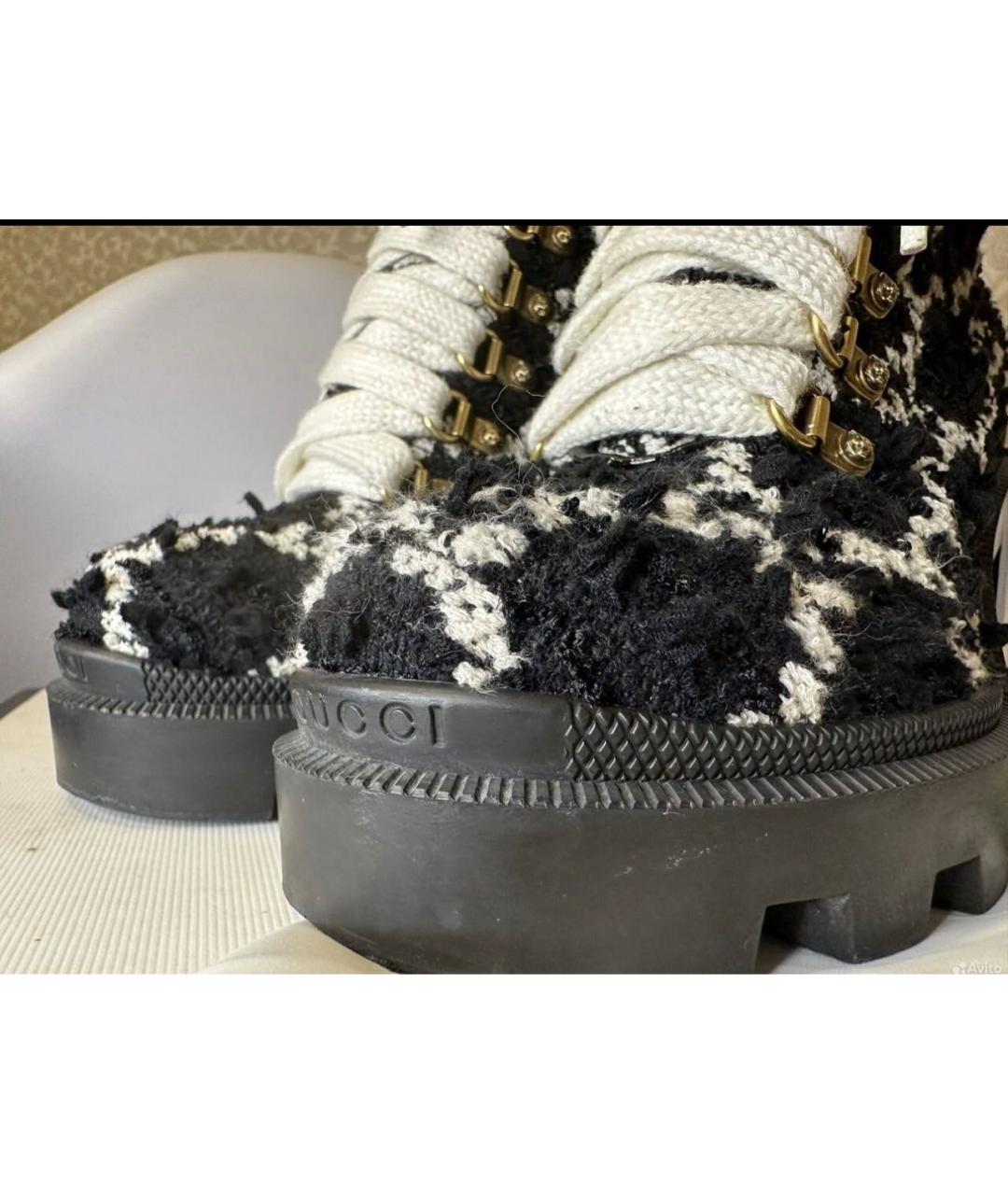 GUCCI Черные текстильные ботинки, фото 5