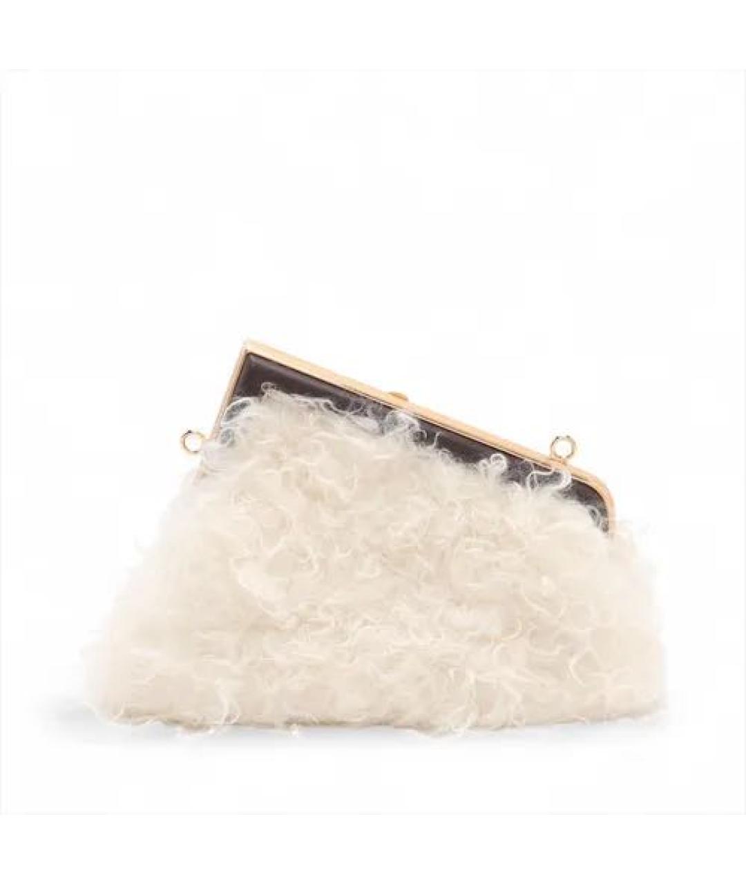 FENDI Белая меховая сумка с короткими ручками, фото 4