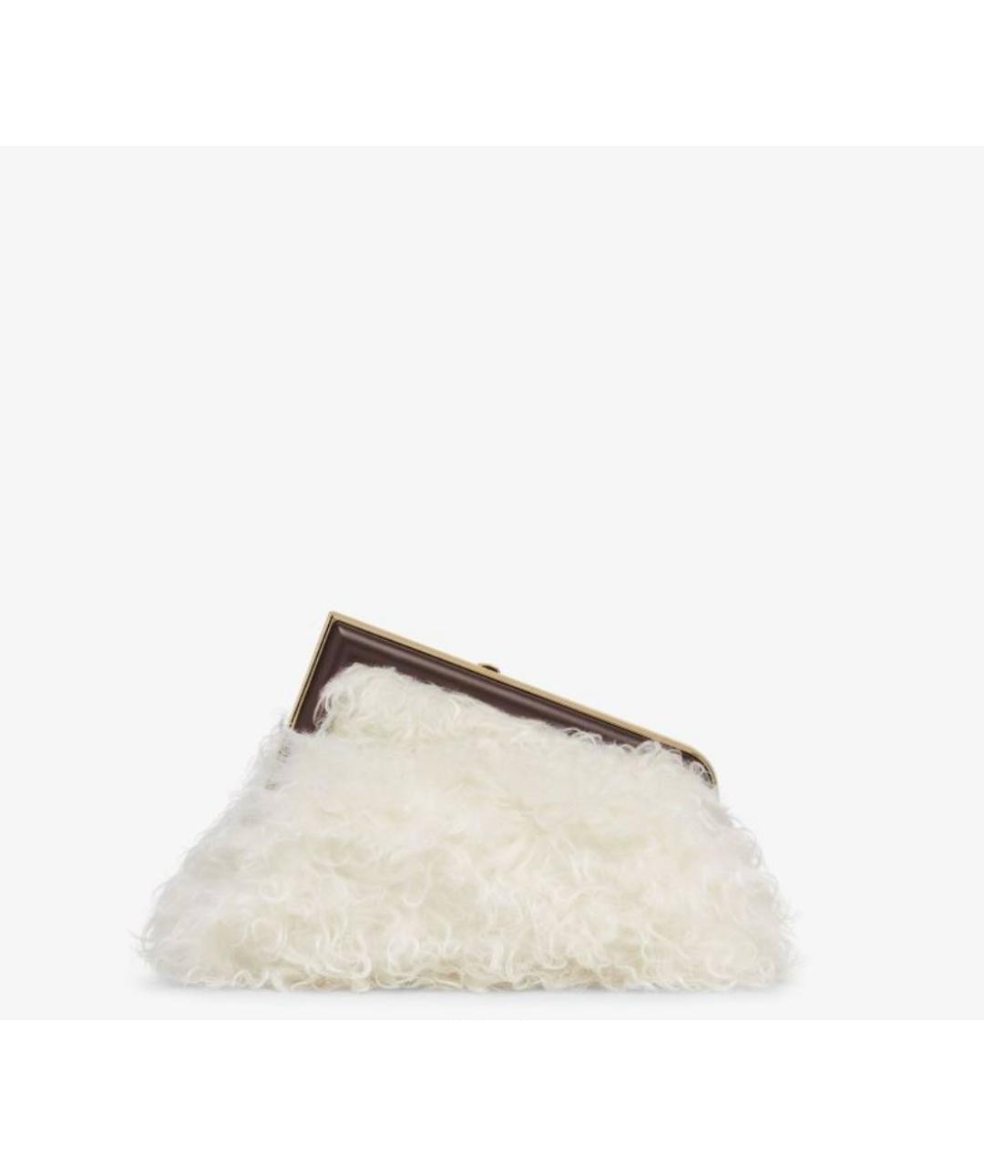 FENDI Белая меховая сумка с короткими ручками, фото 2