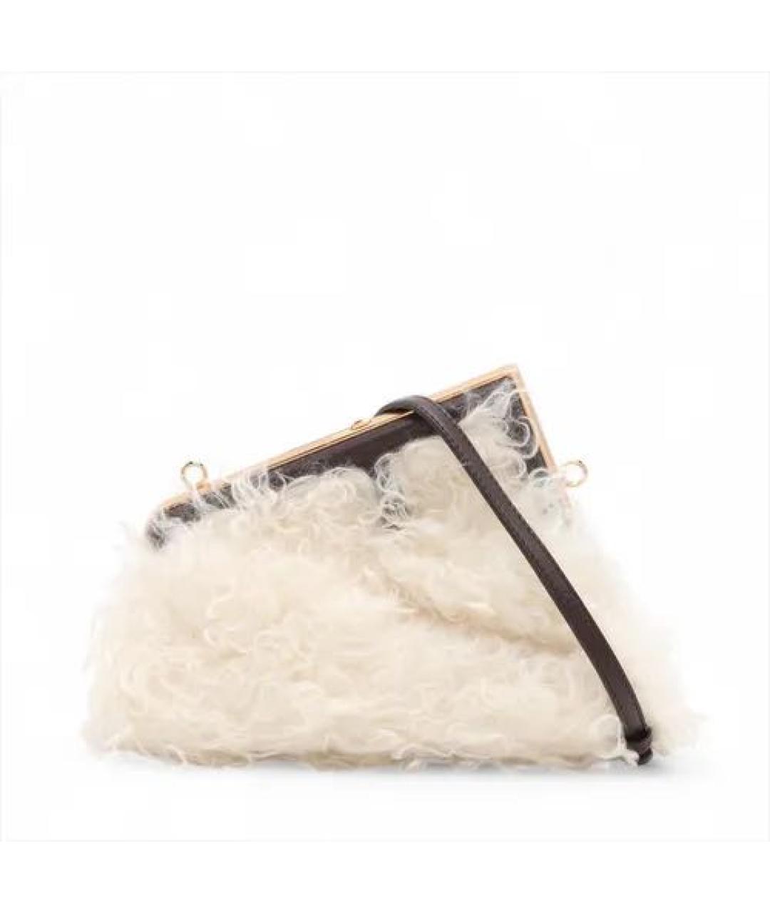 FENDI Белая меховая сумка с короткими ручками, фото 3