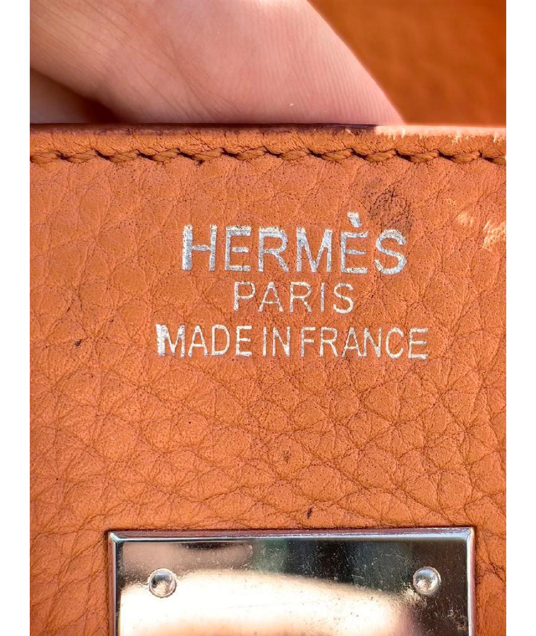 HERMES Оранжевая кожаная сумка с короткими ручками, фото 7