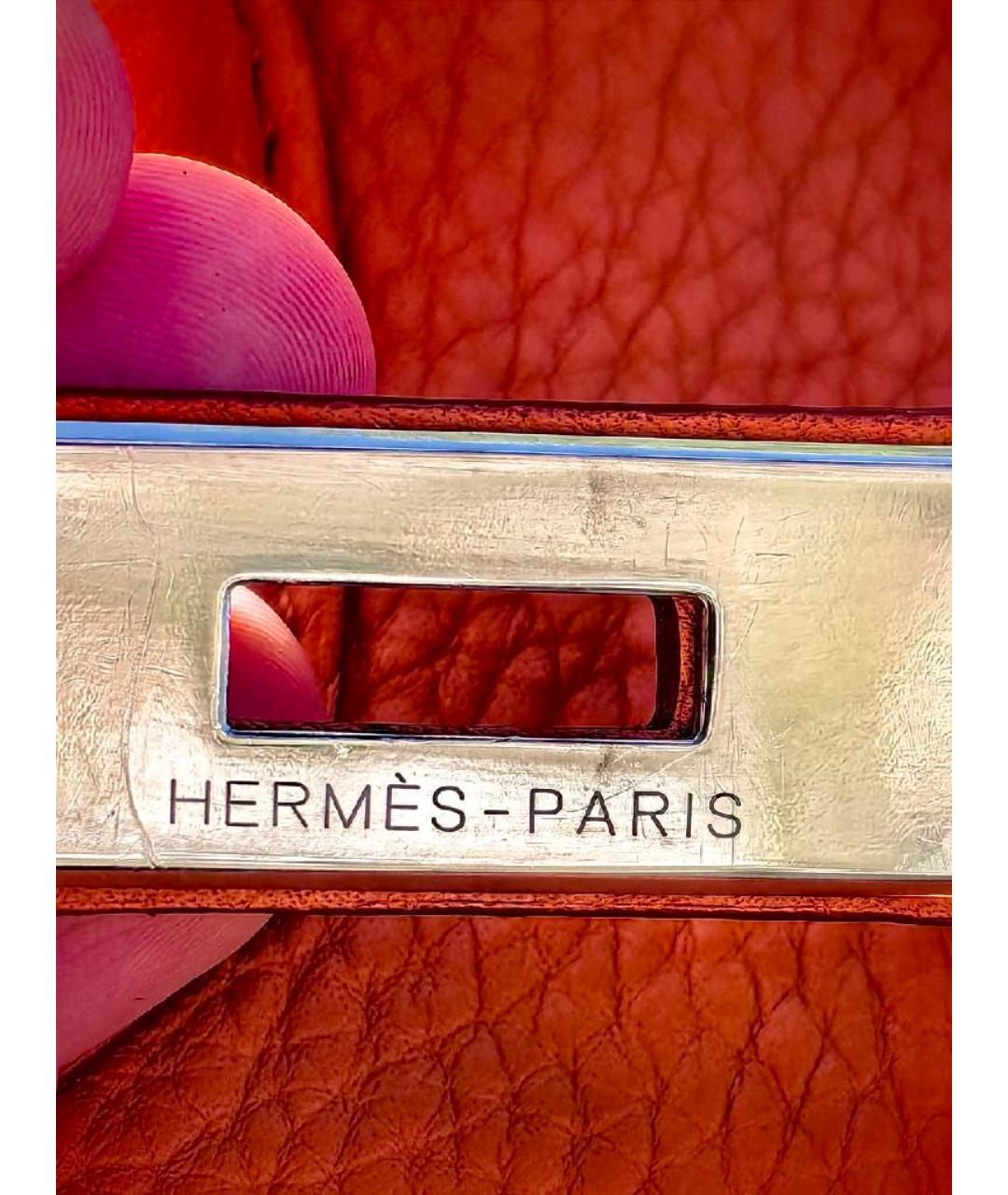 HERMES Оранжевая кожаная сумка с короткими ручками, фото 8