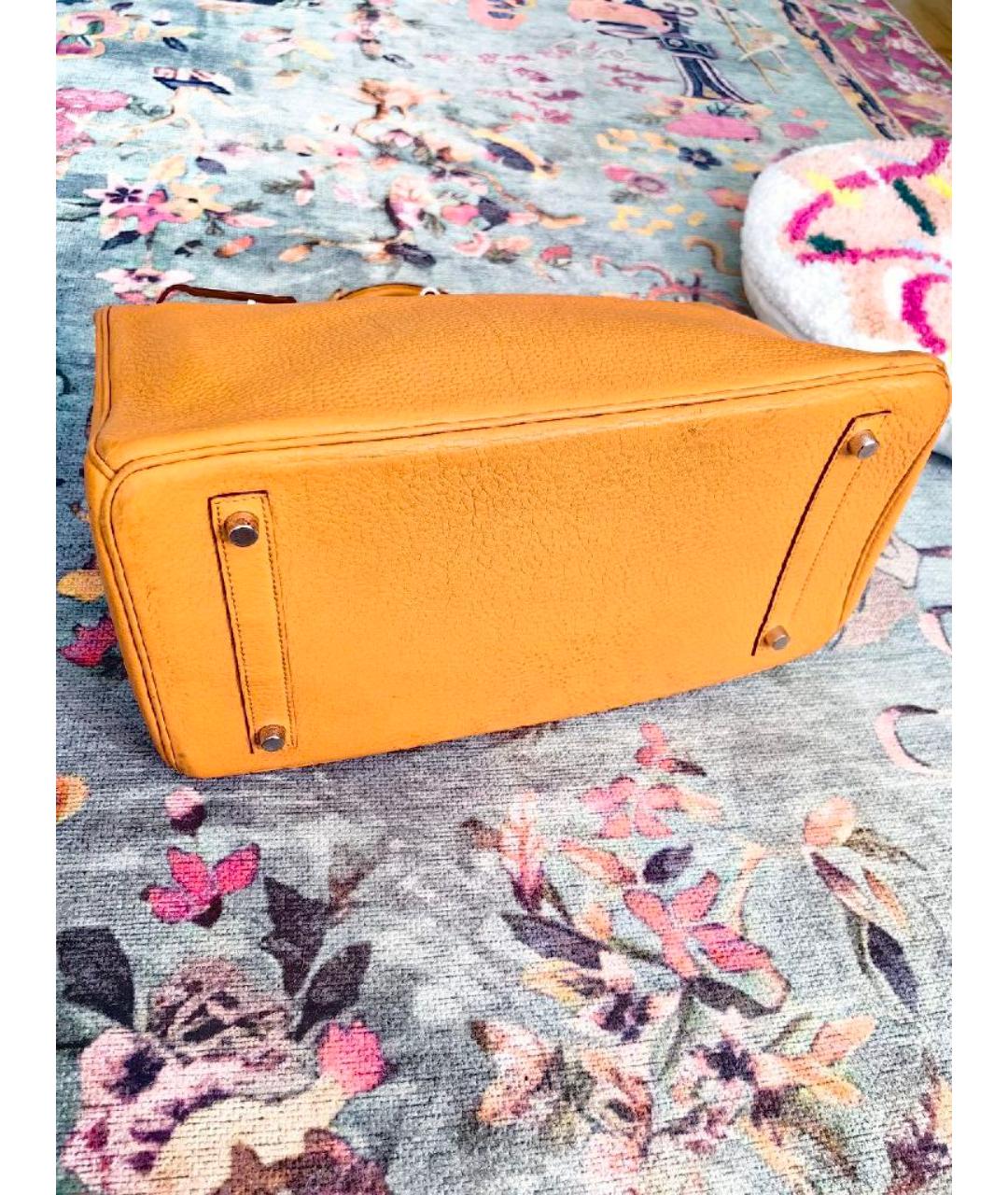 HERMES Оранжевая кожаная сумка с короткими ручками, фото 4