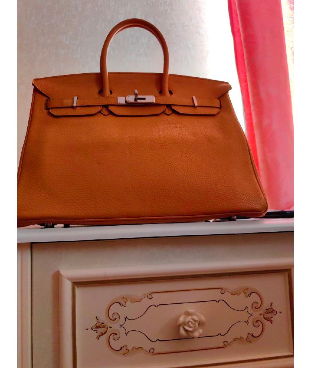 HERMES Оранжевая кожаная сумка с короткими ручками, фото 2
