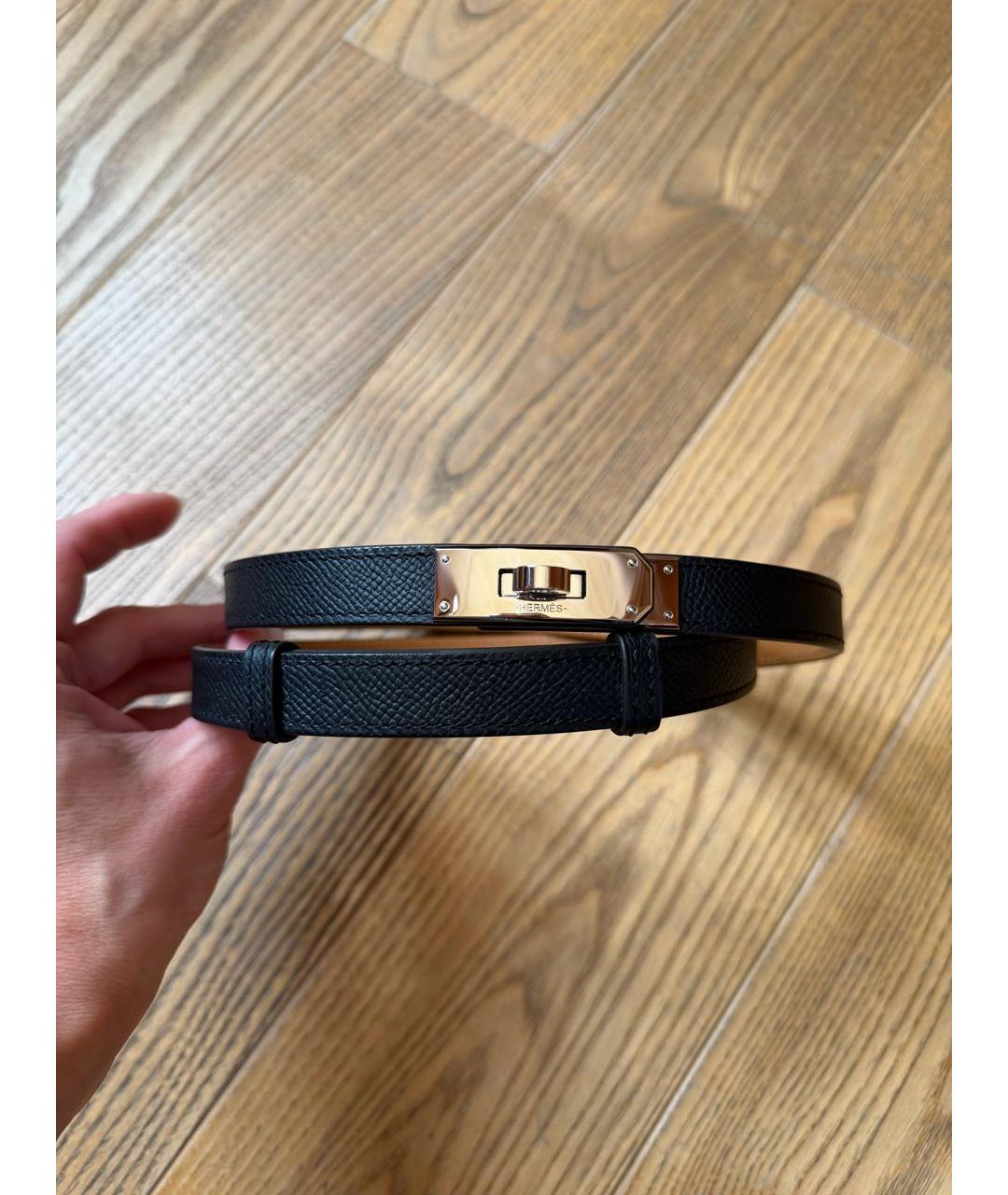 HERMES Черный кожаный ремень, фото 4