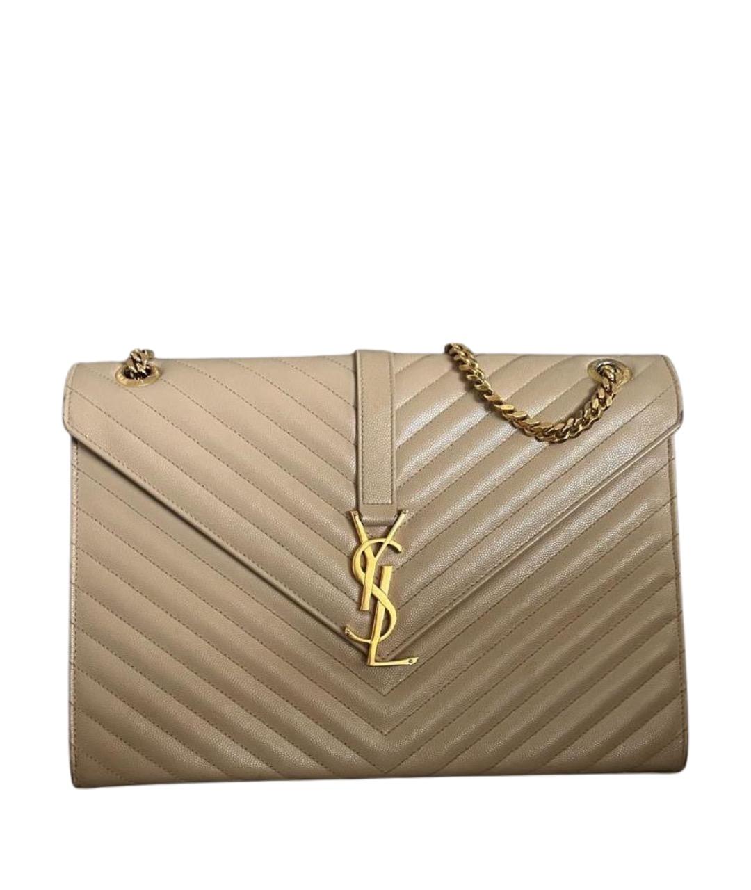 SAINT LAURENT Бежевая кожаная сумка через плечо, фото 1