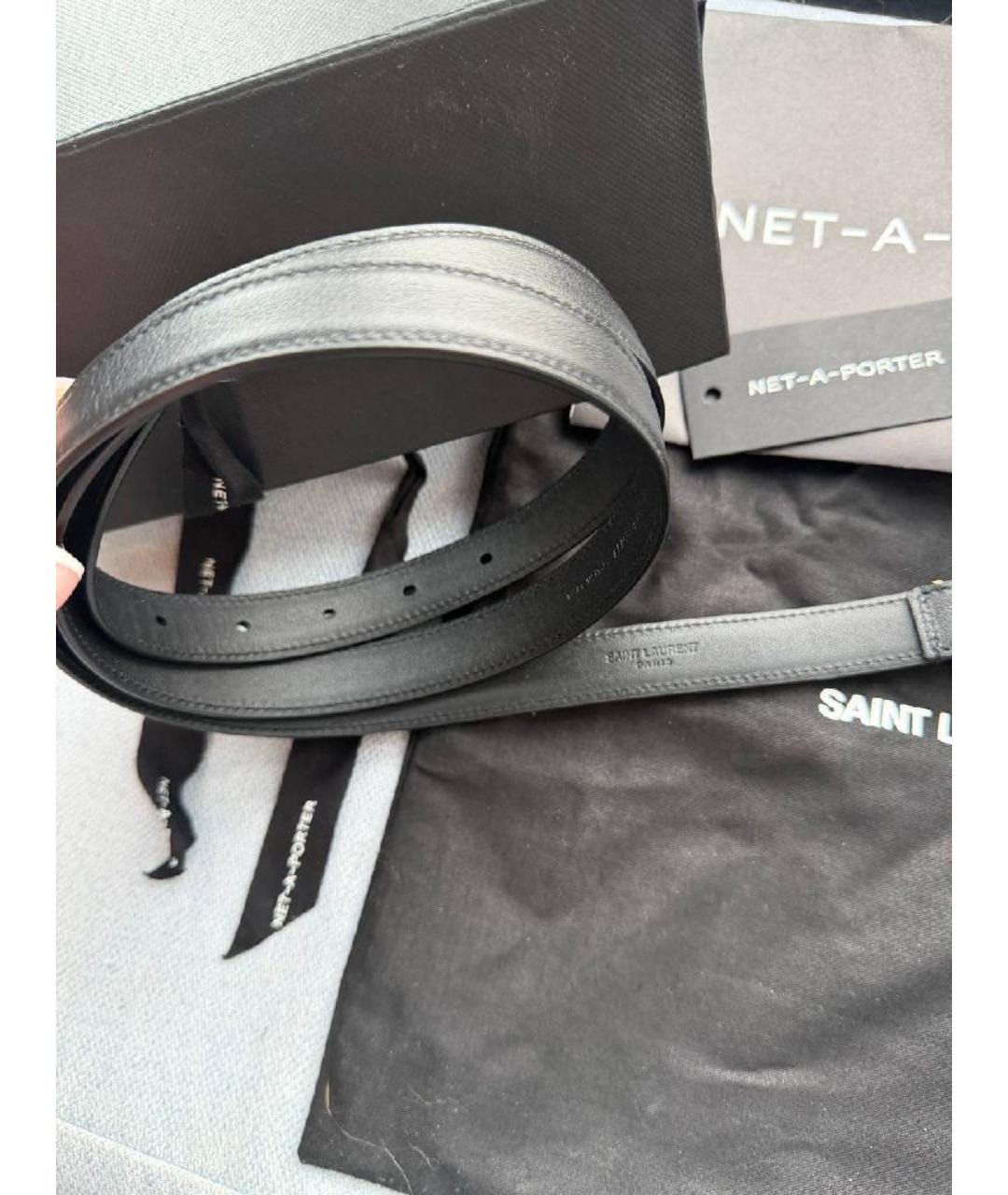 SAINT LAURENT Черный кожаный ремень, фото 2