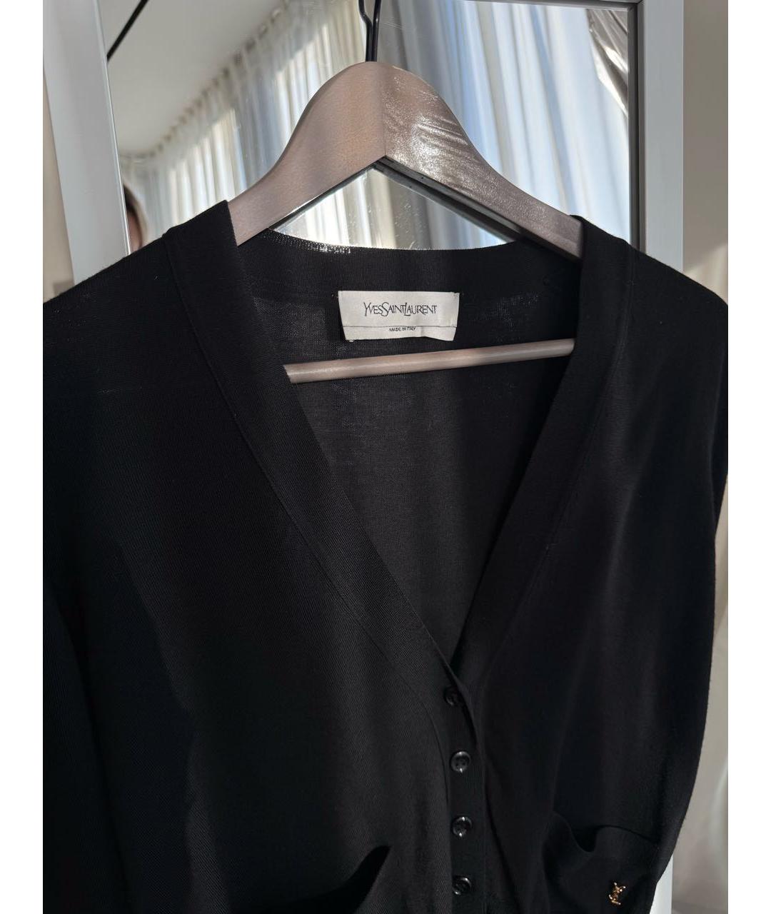 SAINT LAURENT Черный шерстяной кардиган, фото 3