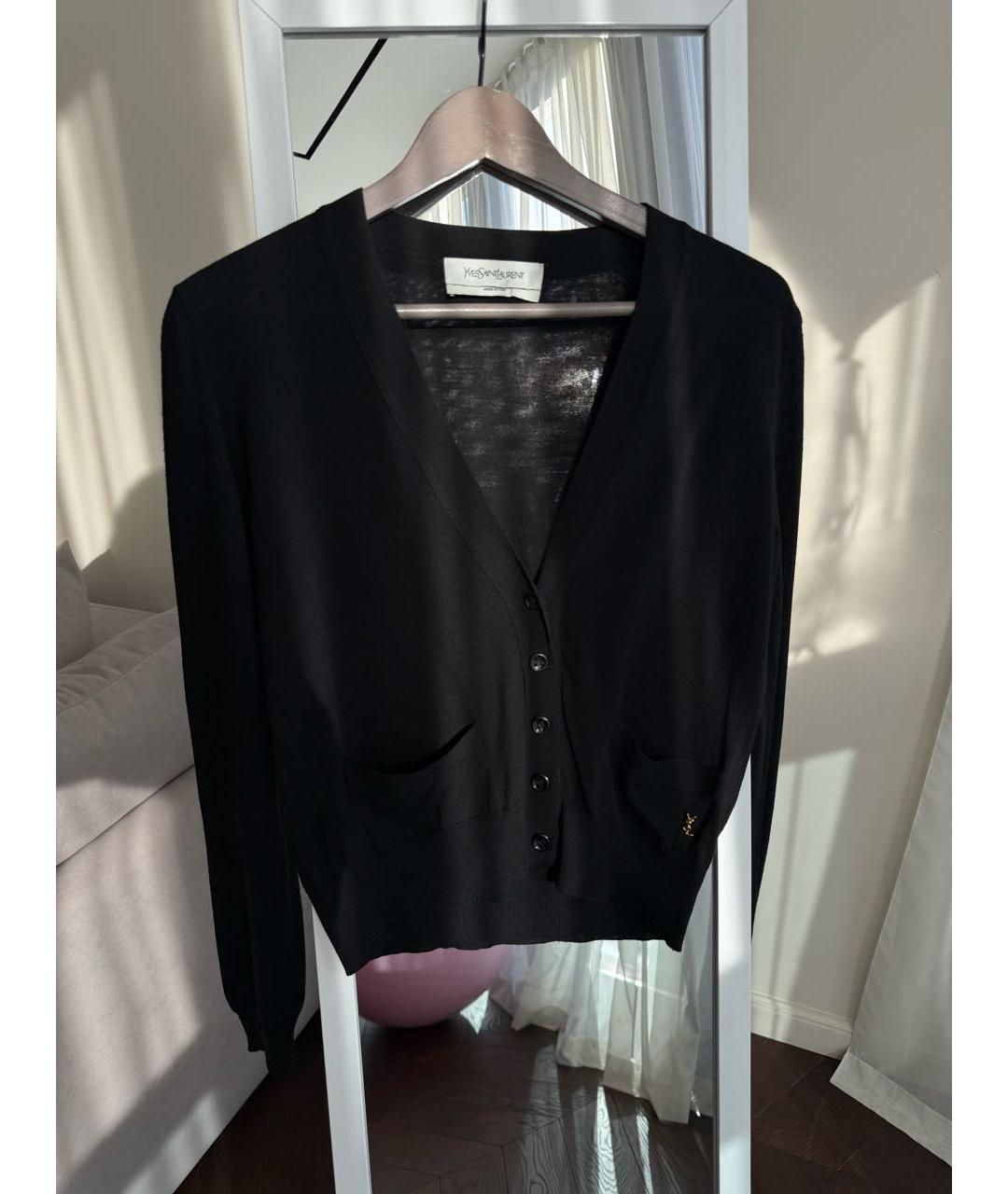 SAINT LAURENT Черный шерстяной кардиган, фото 9