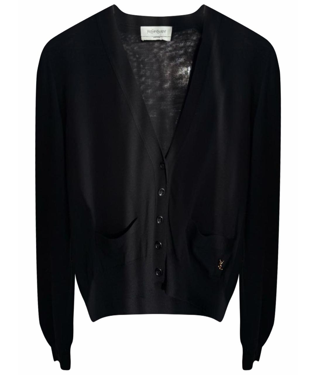 SAINT LAURENT Черный шерстяной кардиган, фото 1