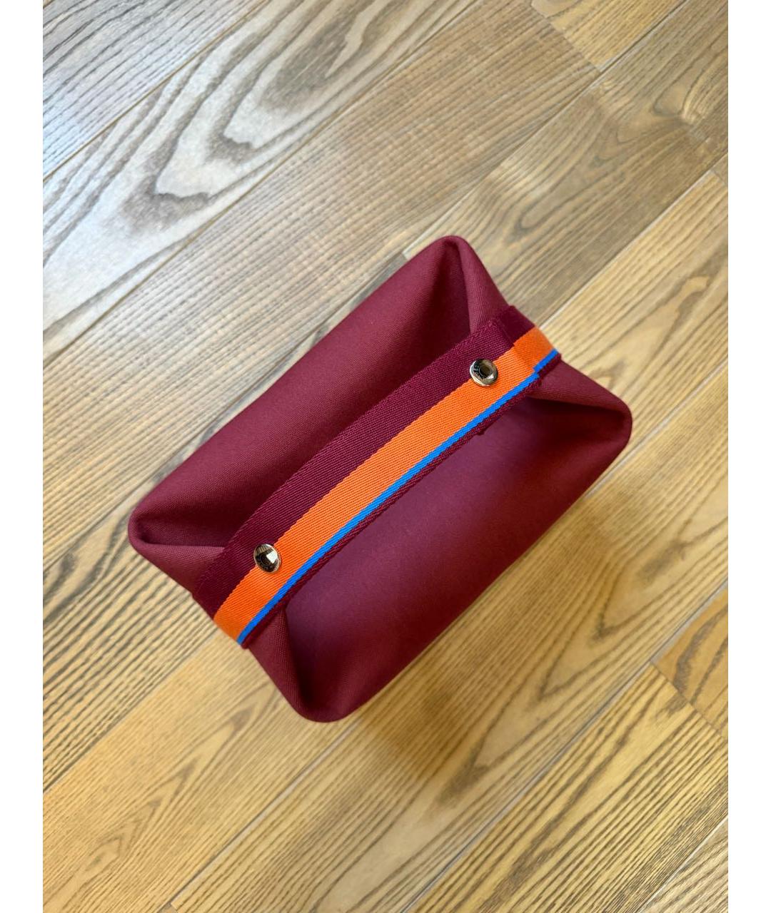 HERMES Бордовая пелетеная косметичка, фото 2