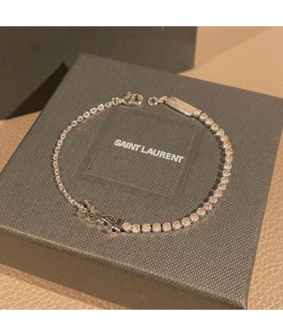 SAINT LAURENT Серебрянный латунный браслет, фото 2