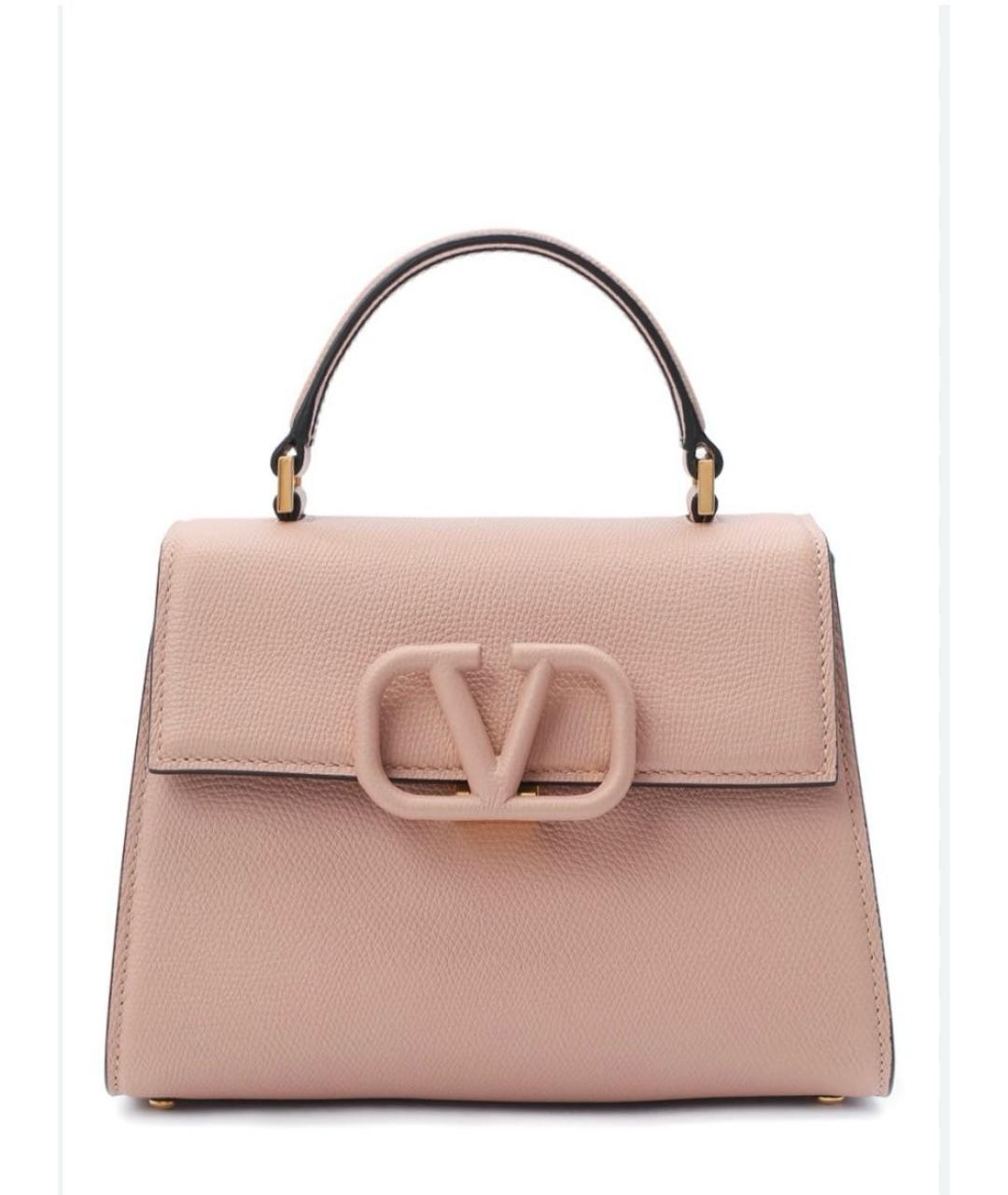 VALENTINO Бежевая кожаная сумка с короткими ручками, фото 9