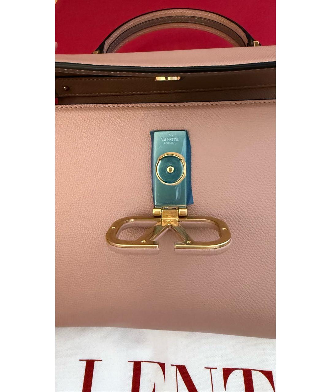 VALENTINO Бежевая кожаная сумка с короткими ручками, фото 7