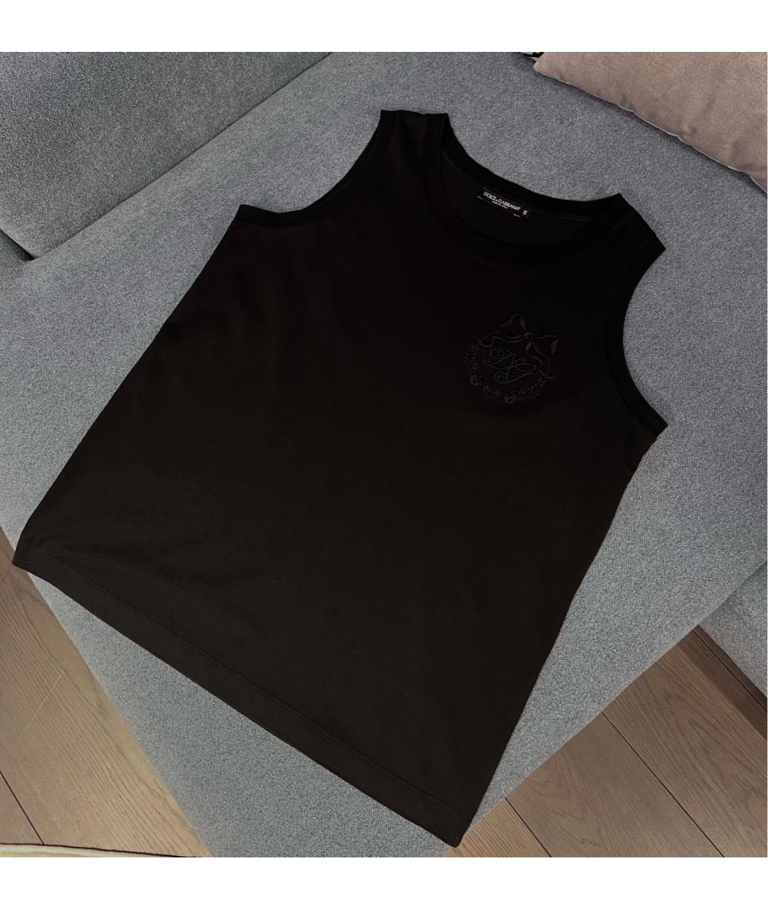 DOLCE&GABBANA Черная хлопковая майка, фото 2