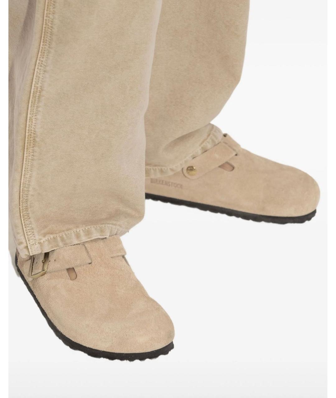 BIRKENSTOCK Бежевые замшевые сабо, фото 5