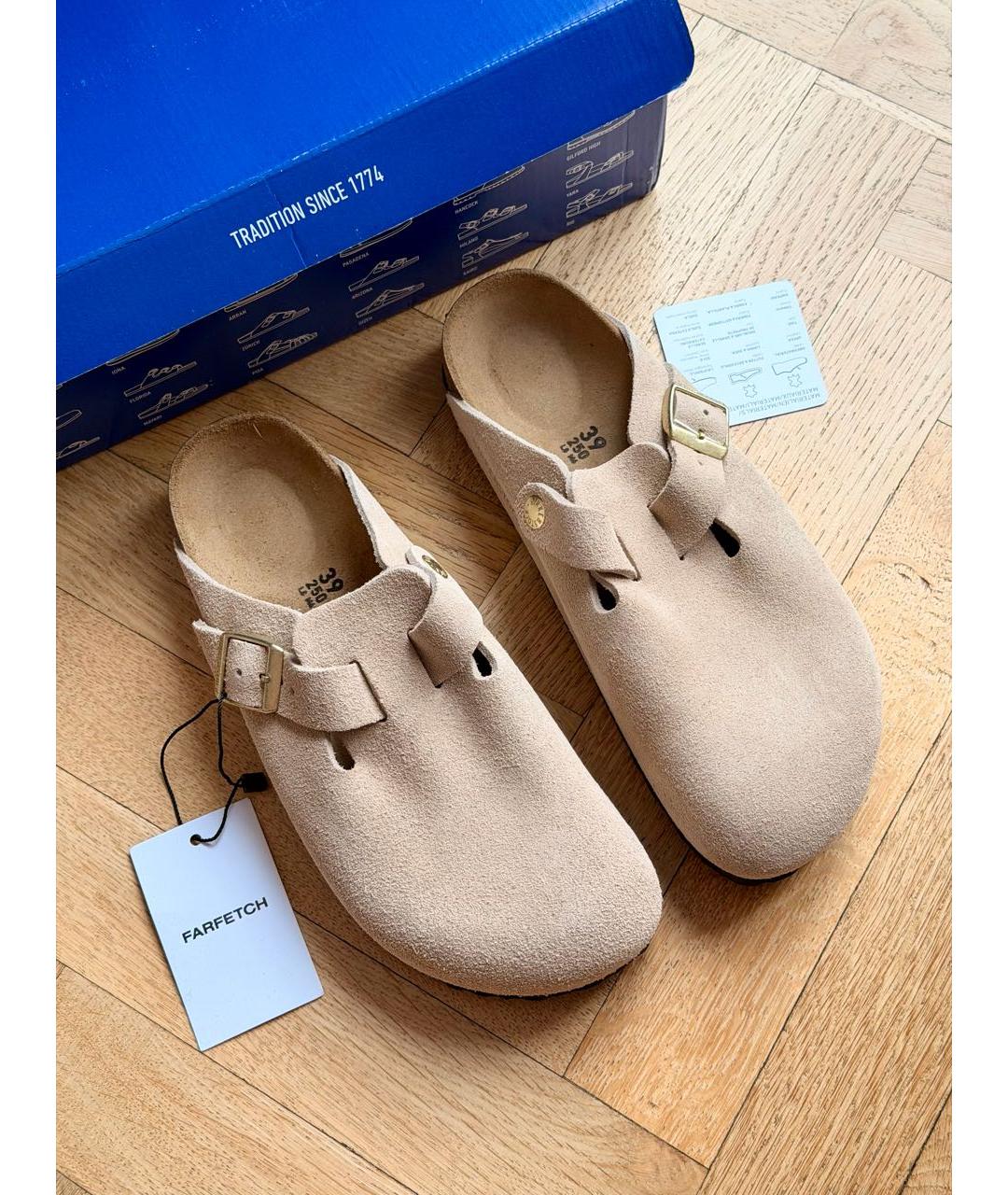 BIRKENSTOCK Бежевые замшевые сабо, фото 6